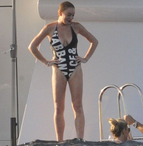 Lindsay Lohan in Bikini at a Yacht in Sardinia 6