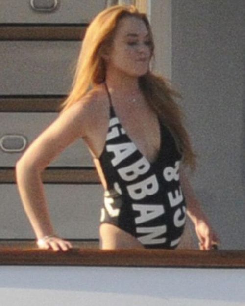 Lindsay Lohan in Bikini at a Yacht in Sardinia 8