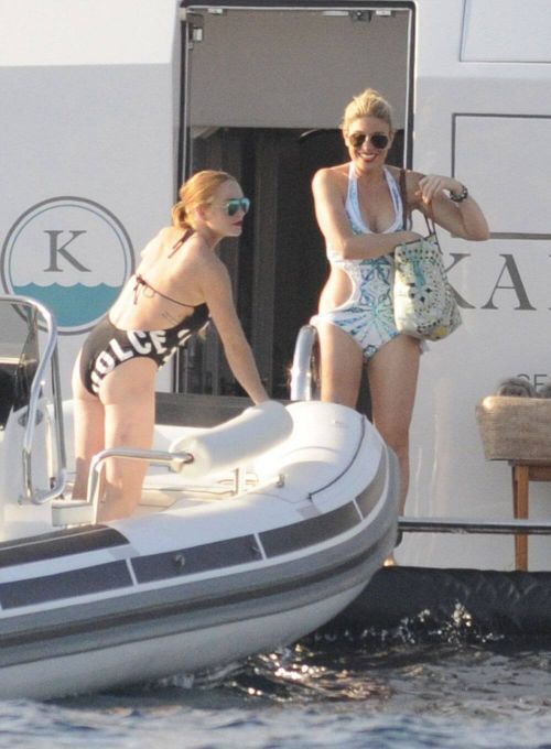 Lindsay Lohan in Bikini at a Yacht in Sardinia 13