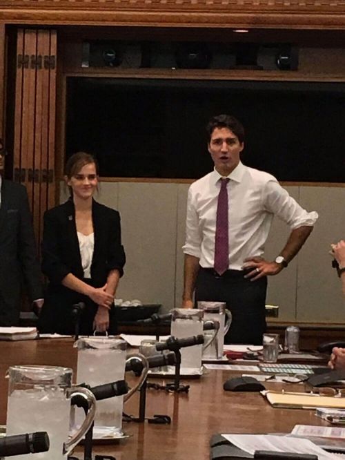 Emma Watson Stills Meeting Prime Minister of Canada Justin Trudeau for her 