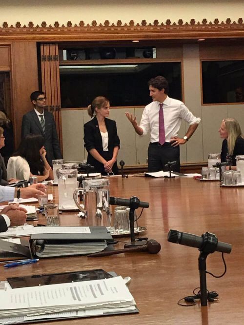 Emma Watson Stills Meeting Prime Minister of Canada Justin Trudeau for her 