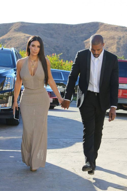 Kim Kardashian and Kanye West At Wedding Of Their Friends In Simi Valley 16