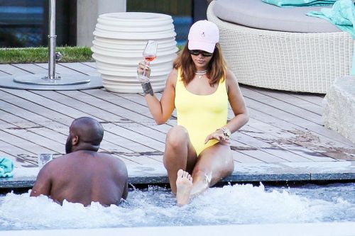 Rihanna in Swimsuit at Pool at her Hotel in Zurich 6