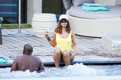 Rihanna in Swimsuit at Pool at her Hotel in Zurich 9