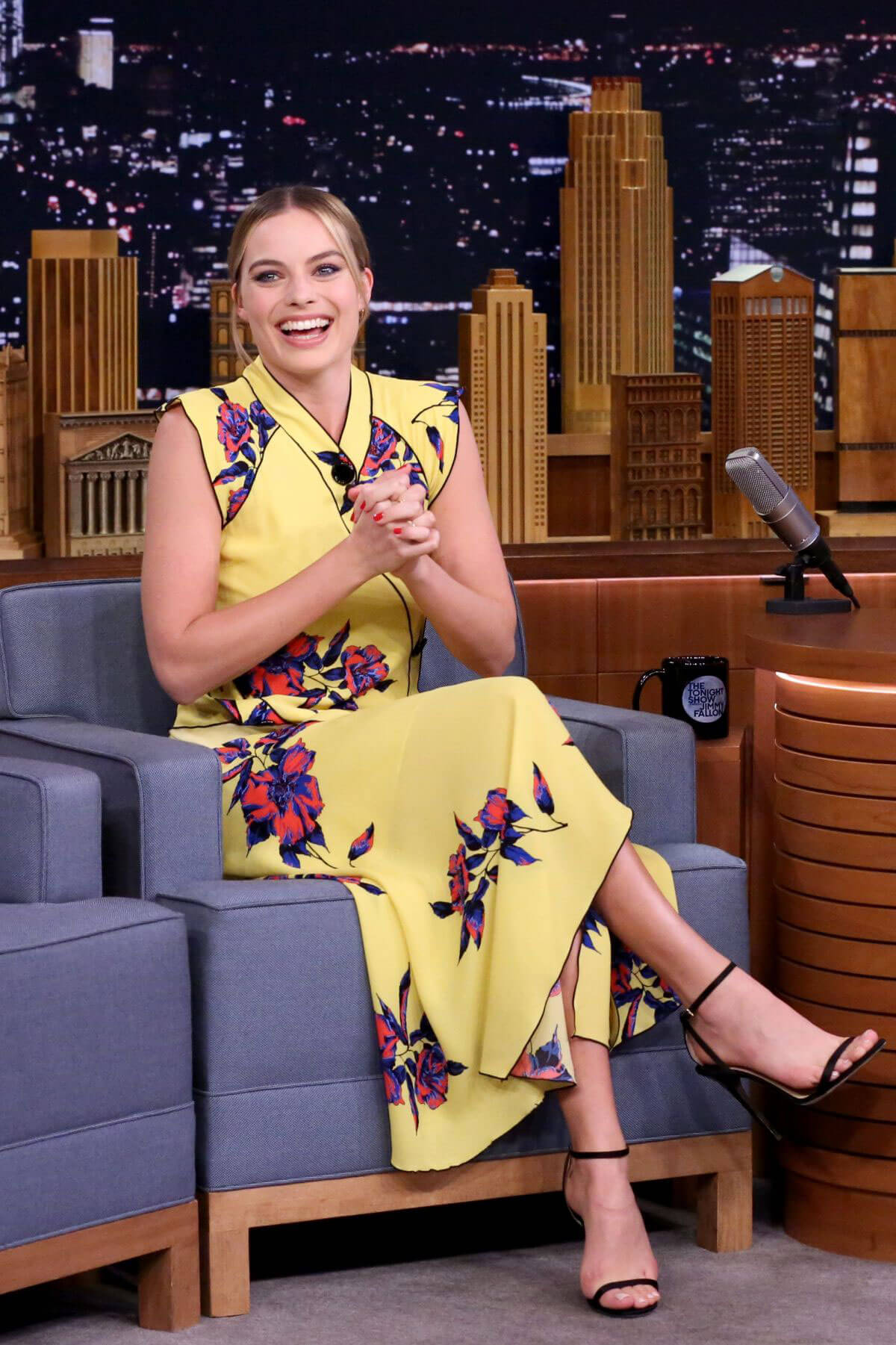 Margot Robbie Stills Tonight Show Starring Jimmy Fallon in New York