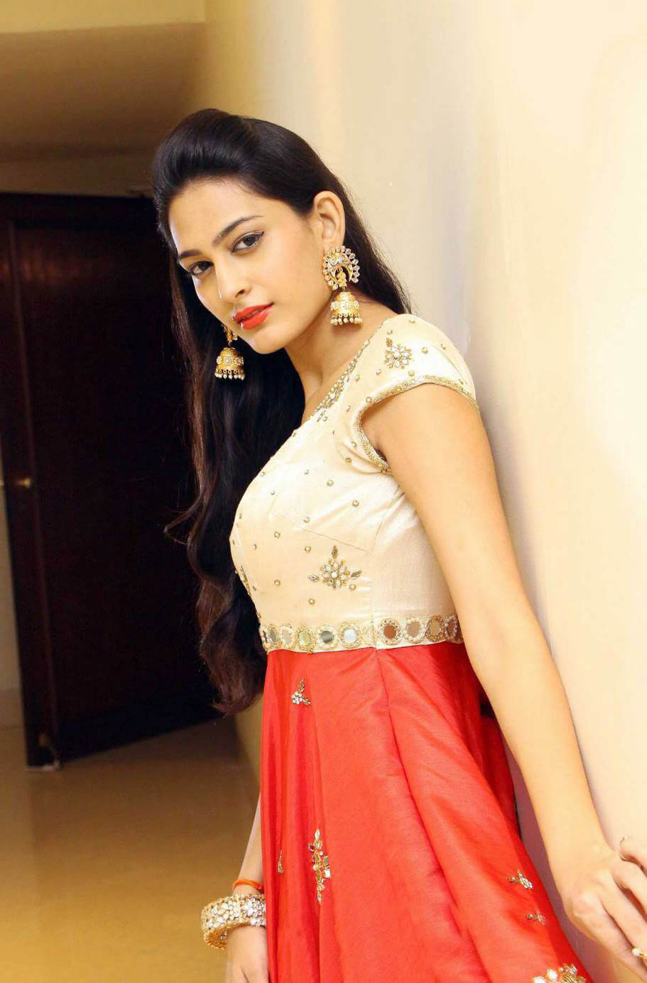 Swetha Jadhav in White And Red Dress Photos