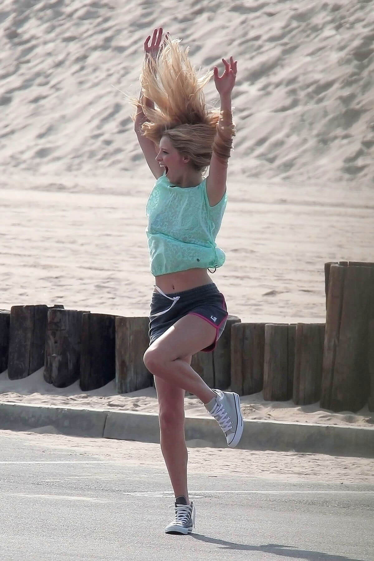 Abby Champion On The Set Of a Photoshoot in Los Angeles