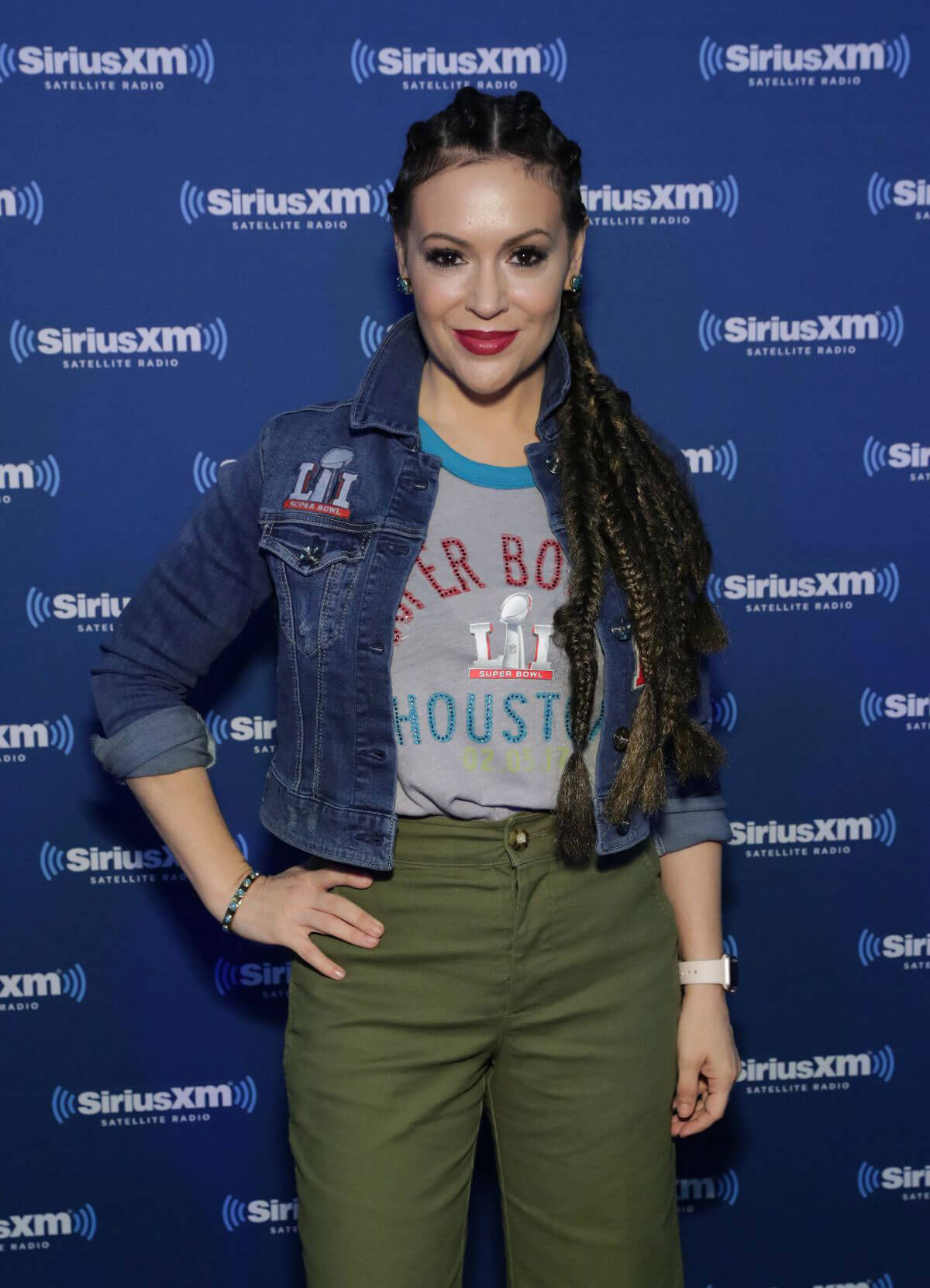 Alyssa Milano Stills at SiriusXM at Super Bowl LI Radio Row in Houston