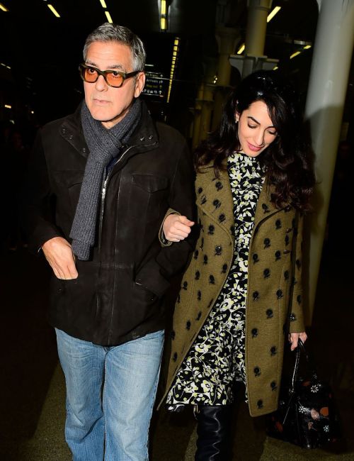 Amal Clooney and George Clooney at St Pancras Eurostar in London 3