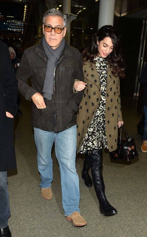 Amal Clooney and George Clooney at St Pancras Eurostar in London 6