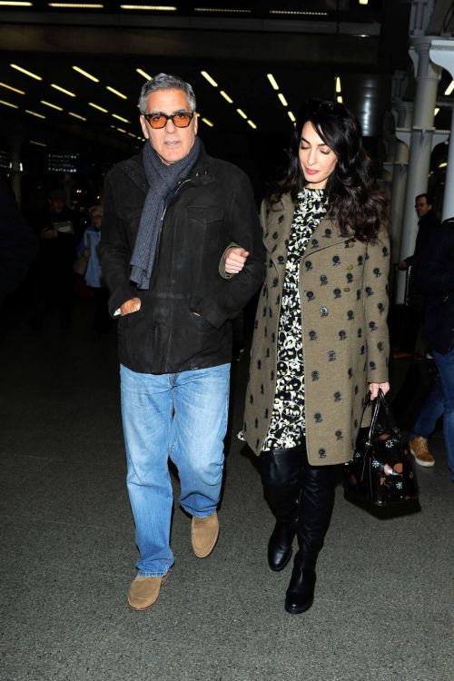 Amal Clooney and George Clooney at St Pancras Eurostar in London 10