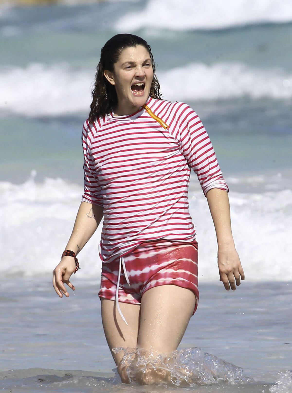 Drew Barrymore Stills at a Beach in Tulum