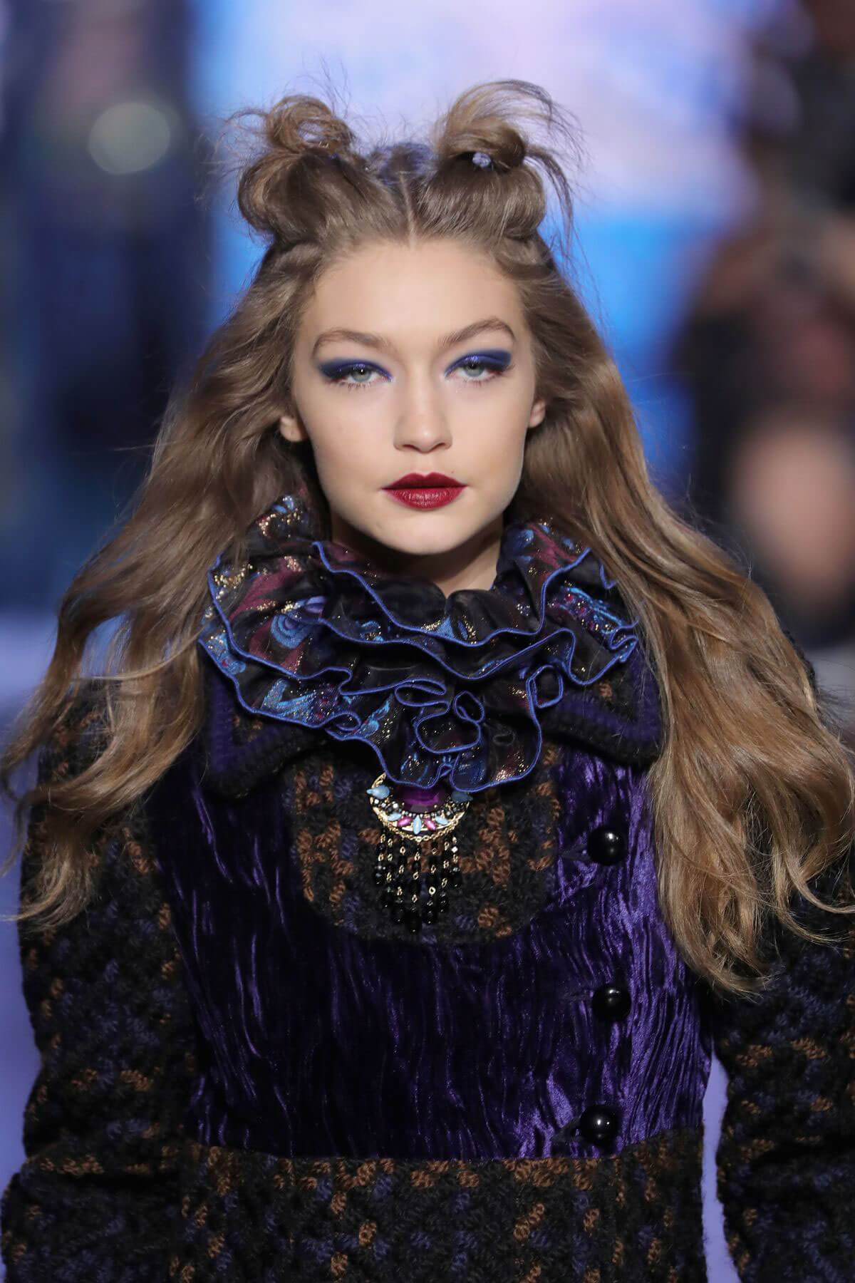 Gigi Hadid Stills at Anna Sui Fashion Show in New York