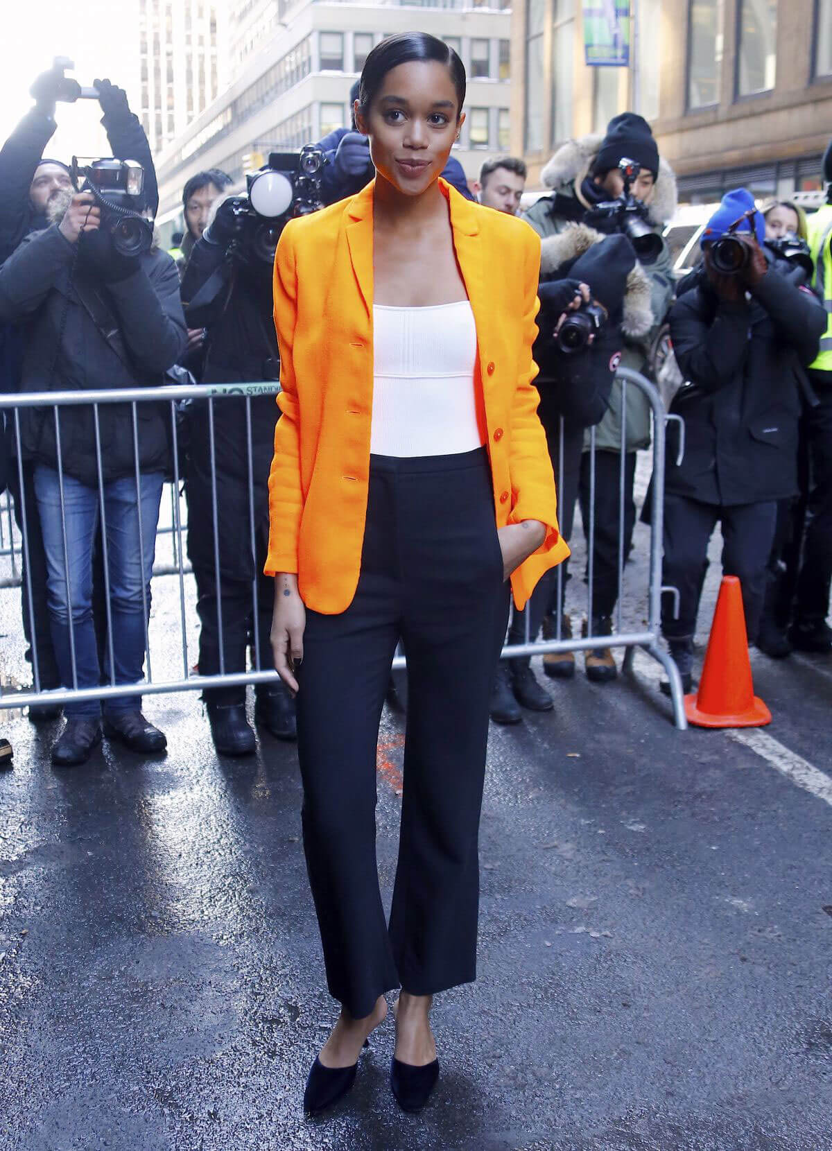 Laura Harrier Arrives at Calvin Klein Fashion at New York