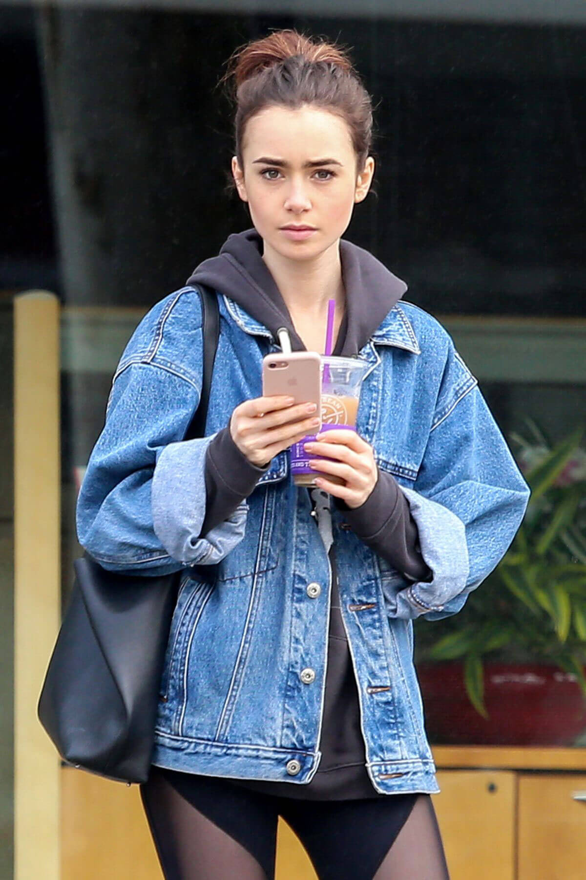 Lily Collins Stills Leaves a Gym in Los Angeles