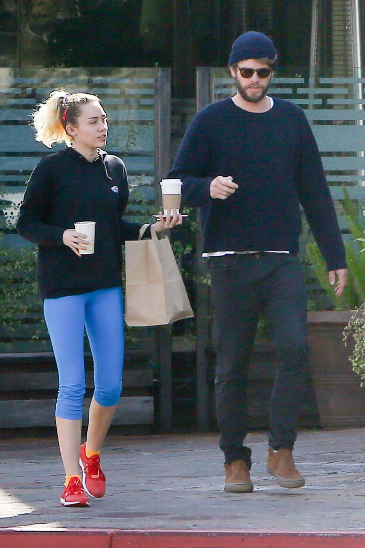 Miley Cyrus and Liam Hemsworth Leaves Ollo Restaurant in Malibu