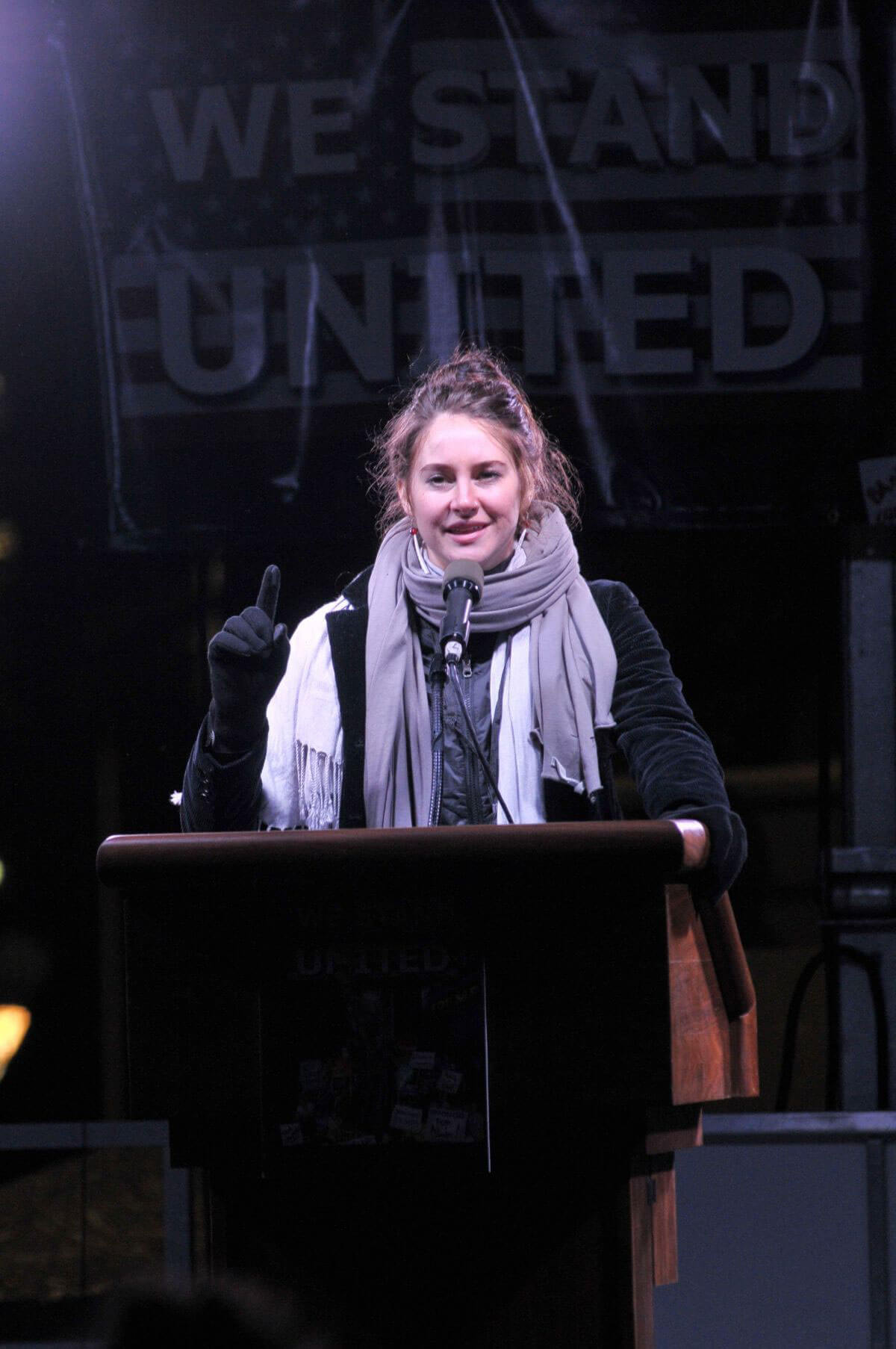 Shailene Woodley at Anti-Trump Rally in New York