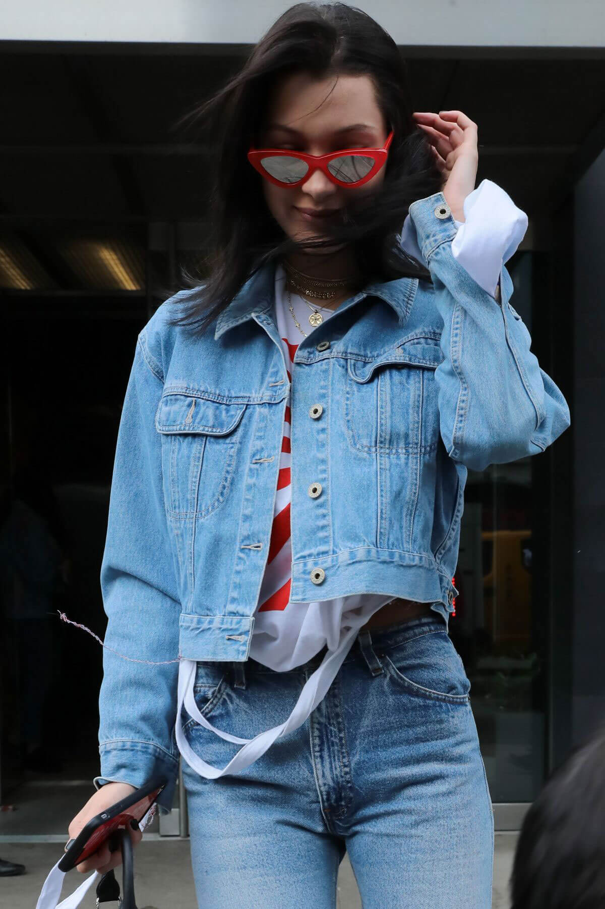 Bella Hadid Stills in Jeans Leaves Her Apartment in New York