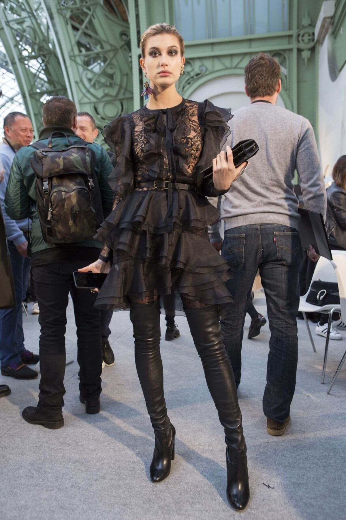 Hailey Rhode Baldwin at Elie Saab Fashion Show at Paris Fashion Week 2017