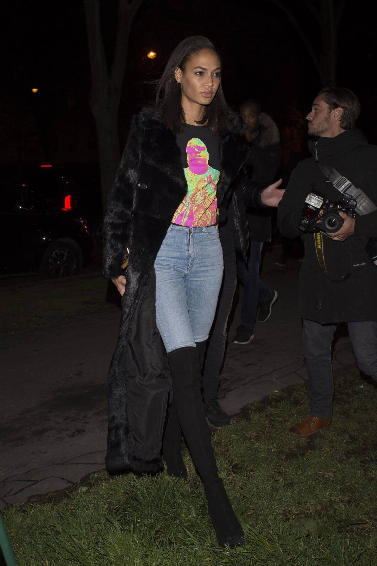 Joan Smalls Stills Night Out in Paris