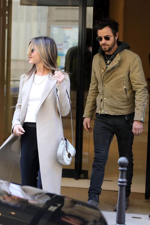 Jennifer Aniston and Justin Theroux Stills Leaving Chanel Store in Paris 8