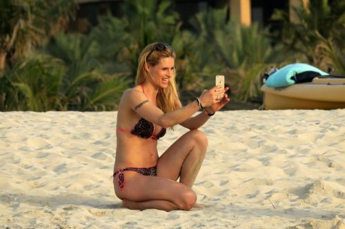 Michelle Hunziker Stills in Bikini on the Beach in Dubai 1