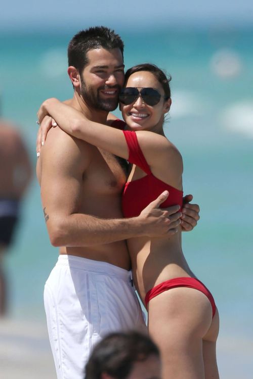 Cara Santana in Bikini and Jesse Metcalfe at a Beach in Miami
