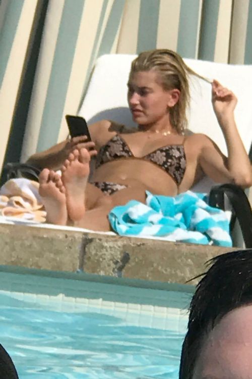 Hailey Baldwin in Bikini at Pool in Beverly Hills 10