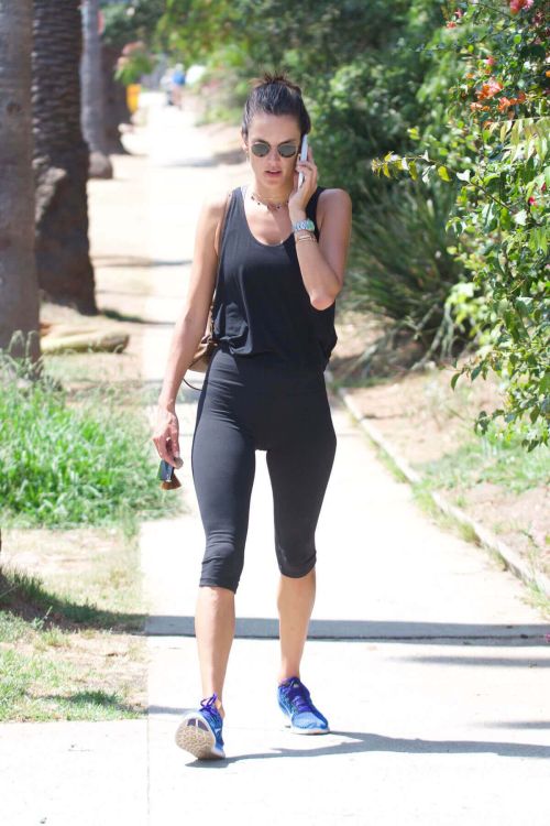 Alessandra Ambrosio in Leggings Out in Brentwood Photos 7