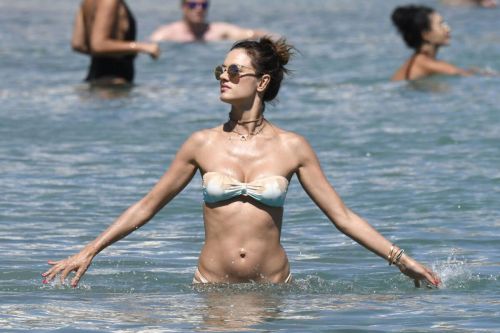 Alessandra Ambrosio Stills in Bikini on the Beach in Mykonos 6