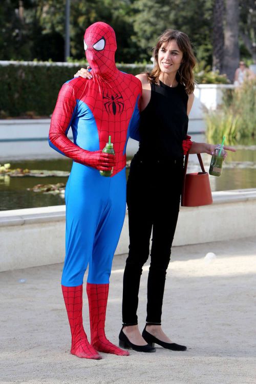 Alexa Chung with Spider-man in a Red 