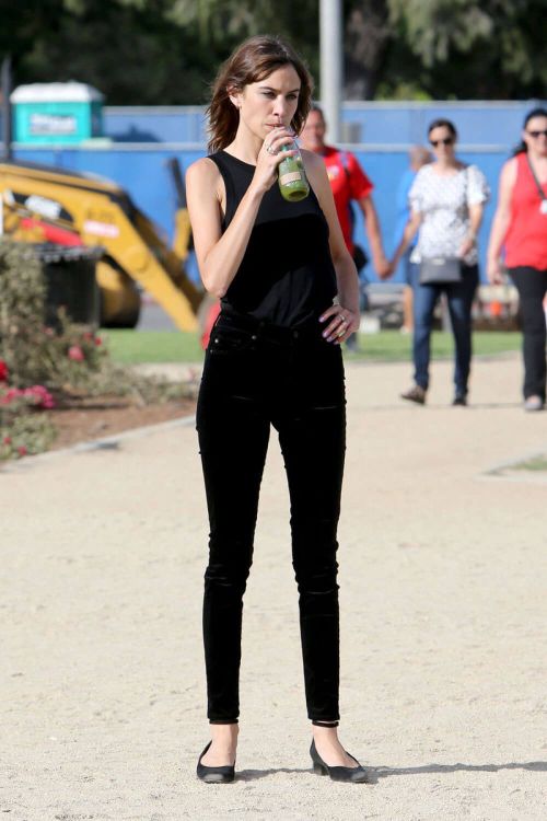 Alexa Chung with Spider-man in a Red 