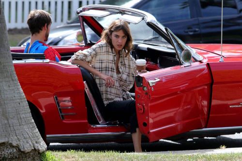 Alexa Chung with Spider-man in a Red 