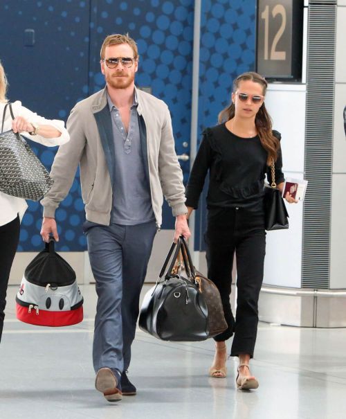 Alicia Vikander and Michael Fassbender Stills Departing from Toronto Pearson International Airport