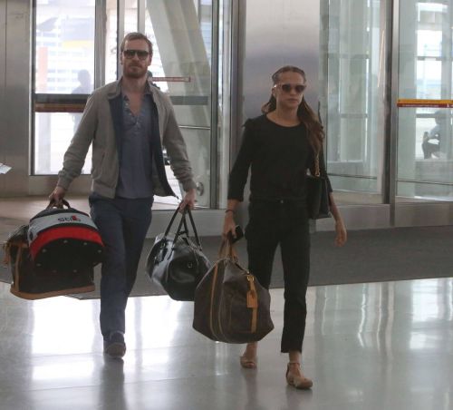 Alicia Vikander and Michael Fassbender Stills Departing from Toronto Pearson International Airport 3