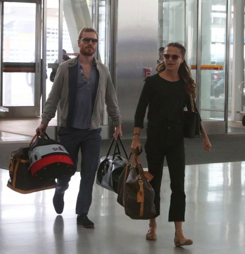 Alicia Vikander and Michael Fassbender Stills Departing from Toronto Pearson International Airport 4