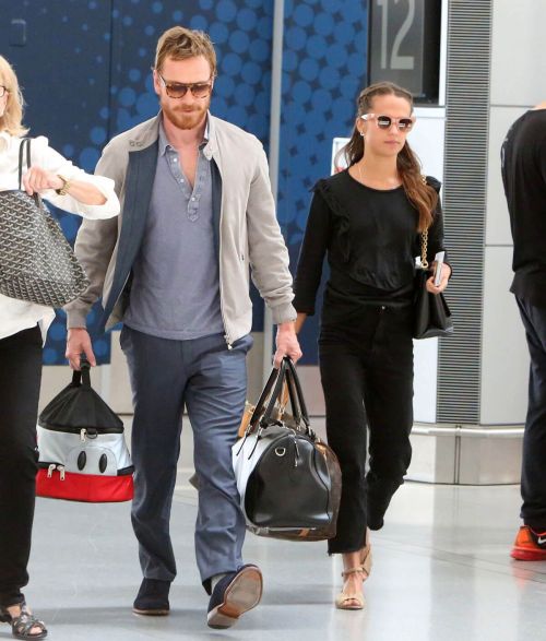 Alicia Vikander and Michael Fassbender Stills Departing from Toronto Pearson International Airport 7