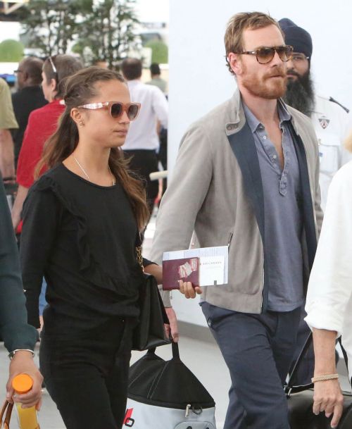 Alicia Vikander and Michael Fassbender Stills Departing from Toronto Pearson International Airport 8