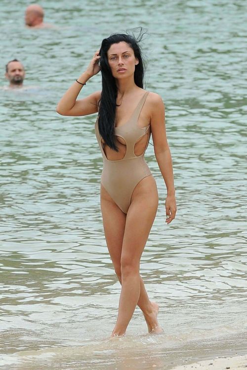 Cally Jane Beech in Swimsuit on the Beach in Ibiza Photos 8