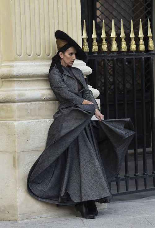 Celine Dion Stills on the Set of a Photoshoot at Palais Royal in Paris 9