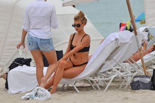 Charlotte McKinney in Bikini Top oat a Beach in Miami Photos 2