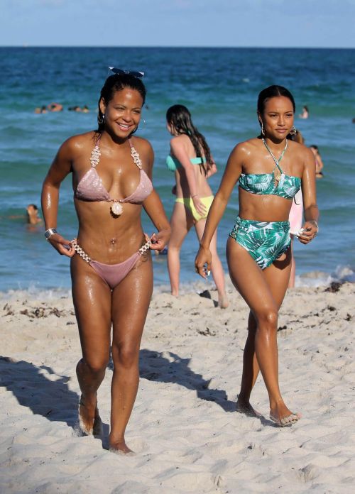 Christina Milian and Karrueche Tran Stills Seen on the Beach 2