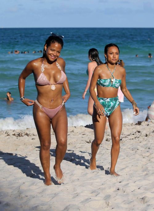 Christina Milian and Karrueche Tran Stills Seen on the Beach 15