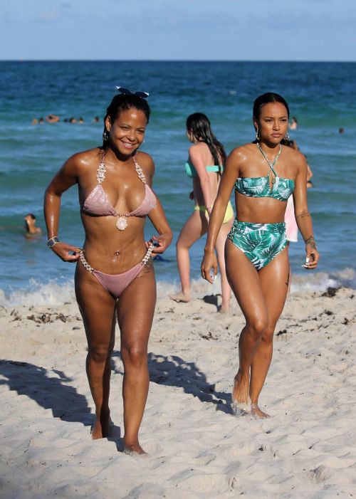 Christina Milian and Karrueche Tran Stills Seen on the Beach 16