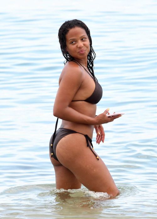 Christina Milian Stills in Bikini on the Beach in Miami 12