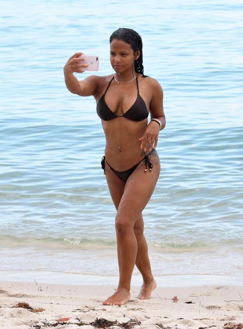 Christina Milian Stills in Bikini on the Beach in Miami 29