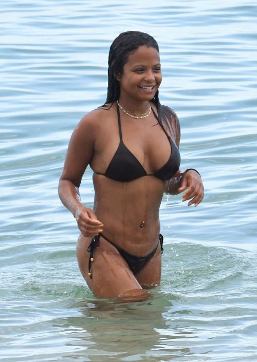 Christina Milian Stills in Bikini on the Beach in Miami 30