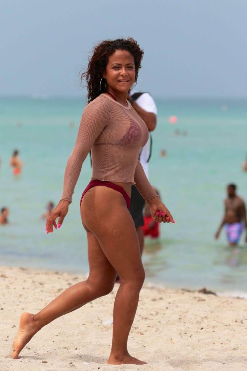 Christina Milian Stills in Bikini on the Beach in Miami Images 13