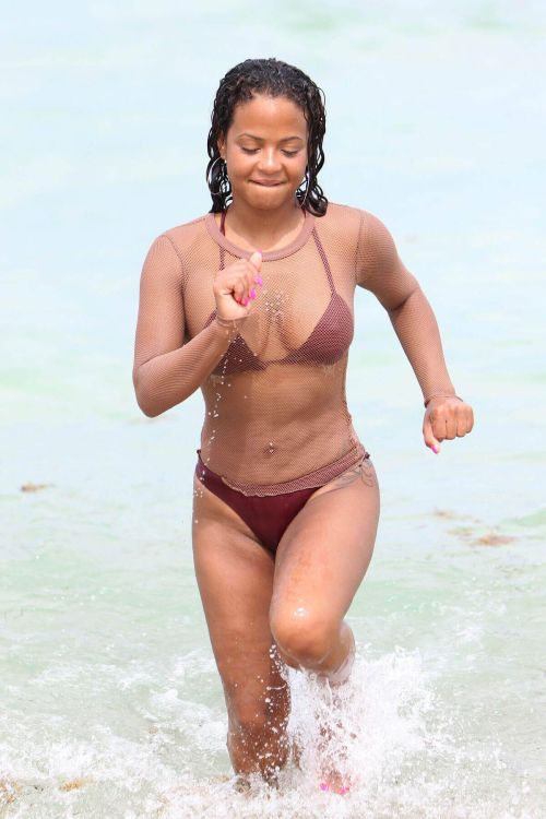 Christina Milian Stills in Bikini on the Beach in Miami Images 16