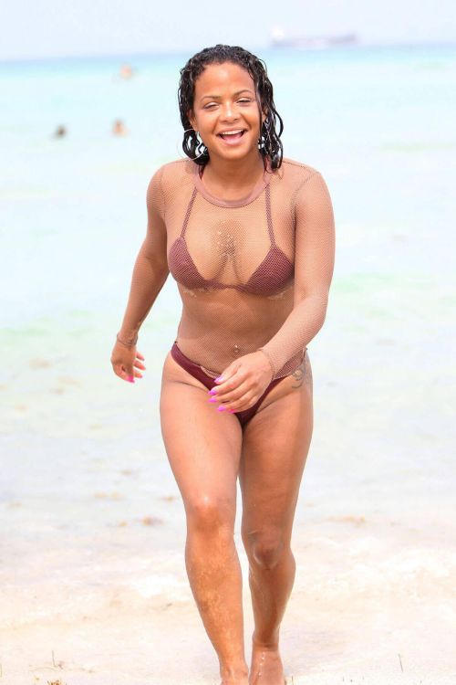 Christina Milian Stills in Bikini on the Beach in Miami Images 19